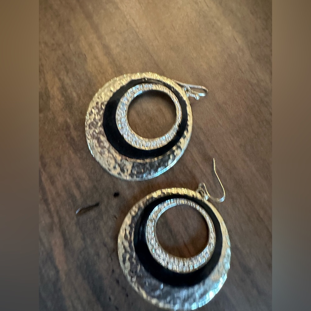 Cache Black & Silver Round Sparkling Dangle Earri… - image 4